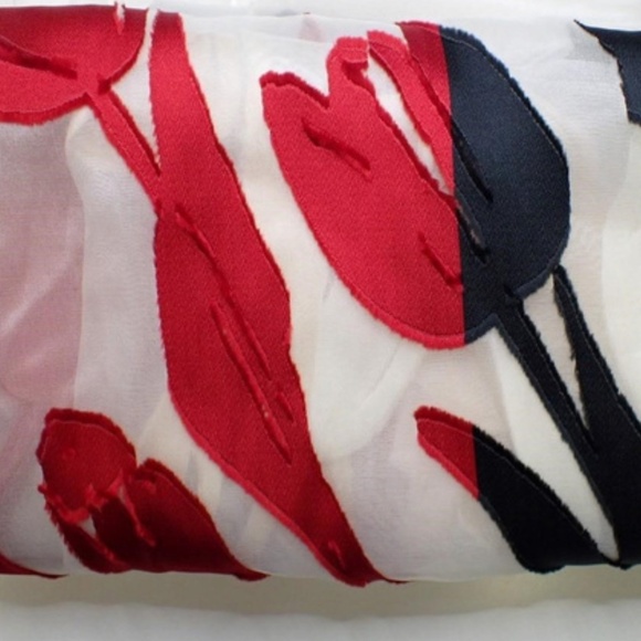 Dior oversized sheer silk chiffon embroidered daffodil flower shawl w/ box - Picture 7 of 9